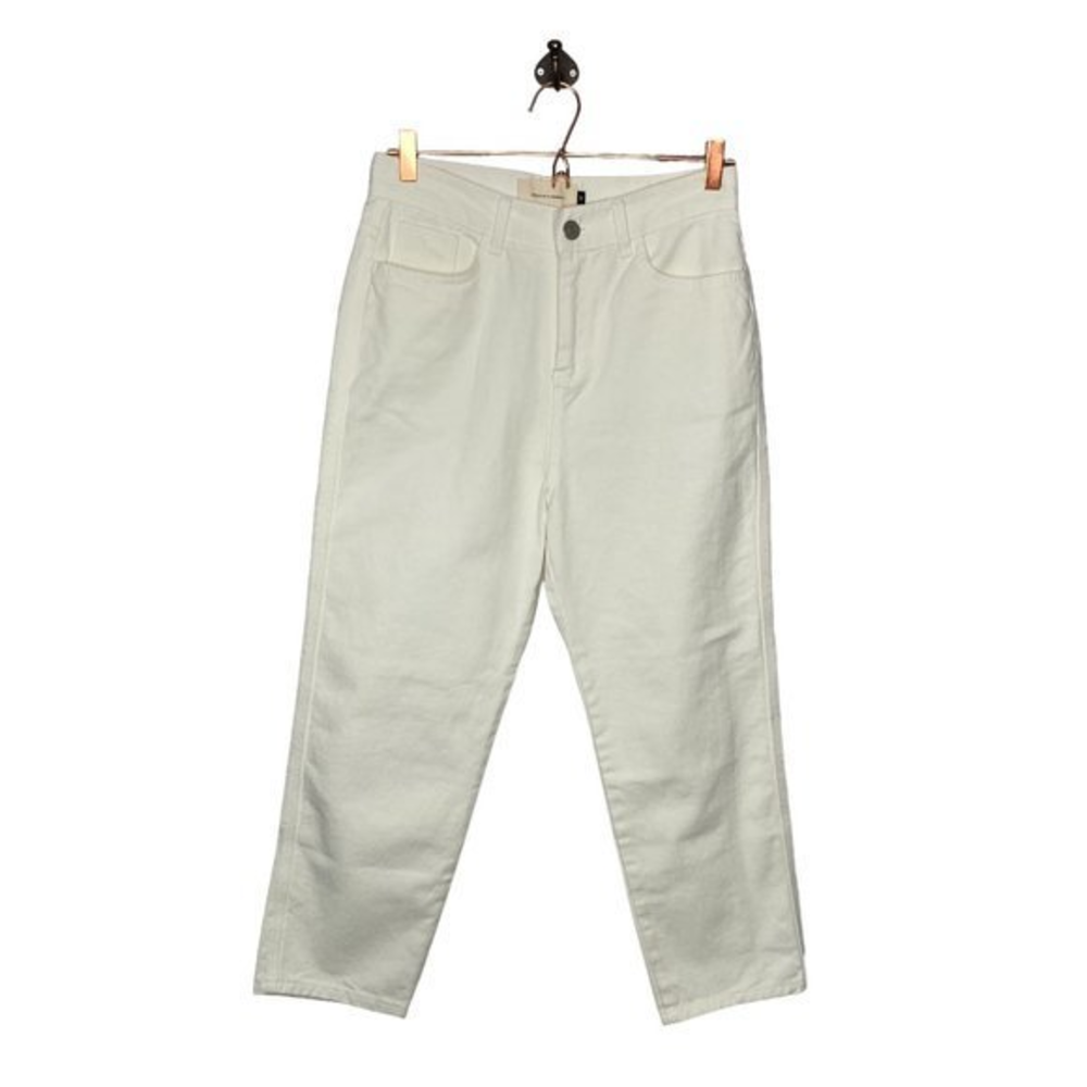 WNDERKAMMER Medium M White High Waist‎ Straight Crop 100% Cotton Jeans Korea